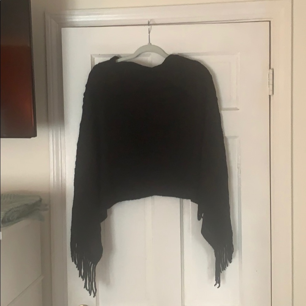 Black Fringe Poncho
